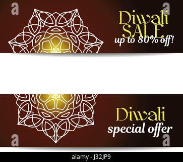 Set di Diwali grande vendita banner. Il festival indiano delle luci. Illustrazione Vettoriale