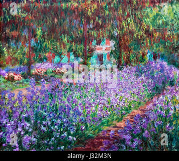 Monet. Pittura intitolata "Le Jardin de l'artiste à Giverny' (l'artista Giardino a Giverny) da Claude Monet (1840-1926), olio su tela, 1900 Foto Stock