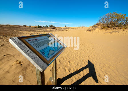 Informazioni registrazione lungo lo spirito Sands trail, boschi di abete rosso Parco Provinciale, Manitoba, Canada Foto Stock