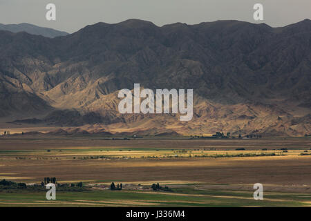 Valle di montagna dintorni vicino città Kochkor, Kirghizistan Foto Stock