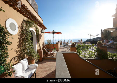 Terrazza dell Hotel Marulivo, Bed & Breakfast, Pisciotta, Cilentan Coast, provincia di Salerno, Campania, Italia Foto Stock