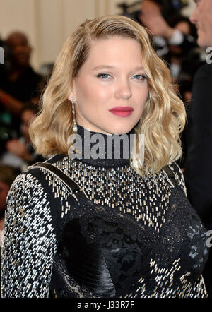 Lea Seydoux frequentando il Metropolitan Museum of Art Costume Institute Gala benefici 2017 in New York, Stati Uniti d'America. Stampa foto di associazione. Picture Data: lunedì 1 maggio, 2017. Vedere PA Storia SHOWBIZ Gala. Foto di credito dovrebbe leggere: Aurore Marechal/PA FILO Foto Stock