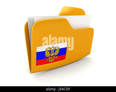 La cartella e gli elenchi con bandiera russa. Immagine con tracciato di ritaglio Foto Stock