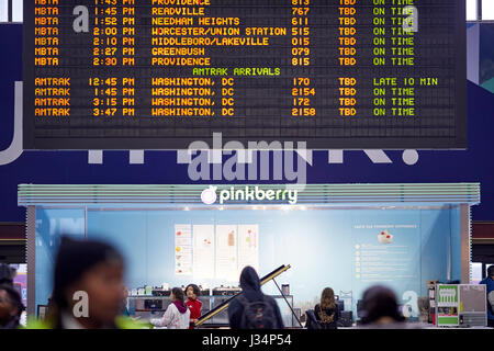 Scheda di partenza alla stazione sud Boston Massachusetts, Stati Uniti, STATI UNITI D'AMERICA, Foto Stock