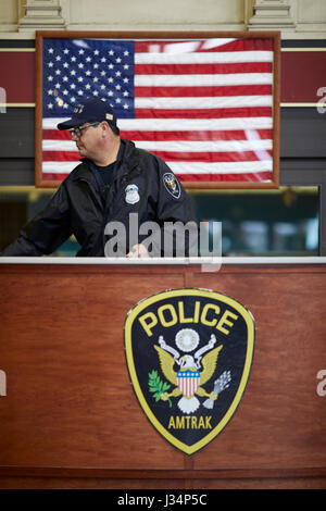 Amtrak polizia presso la stazione sud di Boston Massachusetts, Stati Uniti, STATI UNITI D'AMERICA, Foto Stock