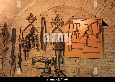 Museo della Civilta contadina, museo contadino, La Rocca, il castello di Novellara, Novellara, Provincia di Reggio Emilia, Emilia Romagna, Italia Foto Stock