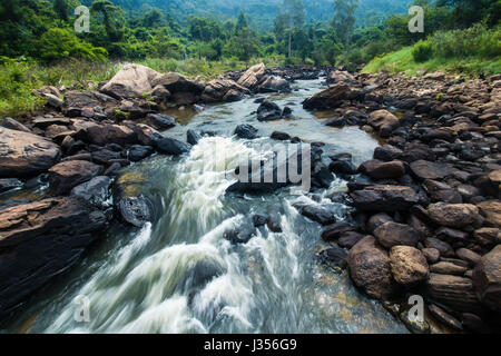 La cascata fluisce giù da lui. Foto Stock