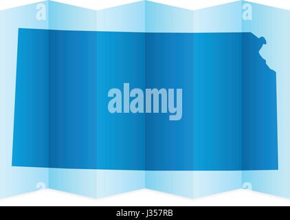 Kansas mappa su uno sfondo bianco. Illustrazione Vettoriale. Illustrazione Vettoriale