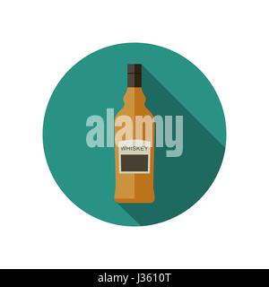 Icona di whiskey in stile piatto Illustrazione Vettoriale