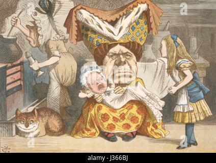 Illustrazione di Sir John Tenniel, acquerello da Gertrude Thomson il vivaio Alice (Alice nel Paese delle Meraviglie), da Lewis Carroll Londra, MacMilllan, 1889. Alice e la Duchessa. Il Vivaio Alice era una versione abbreviata di Alice nel paese delle meraviglie per i bambini di età compresa tra i 0 e i 5 anni. Foto Stock