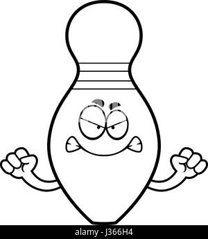 Un cartoon illustrazione di un bowling pin cercando arrabbiato. Illustrazione Vettoriale