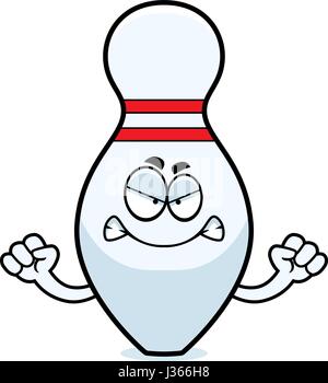 Un cartoon illustrazione di un bowling pin cercando arrabbiato. Illustrazione Vettoriale