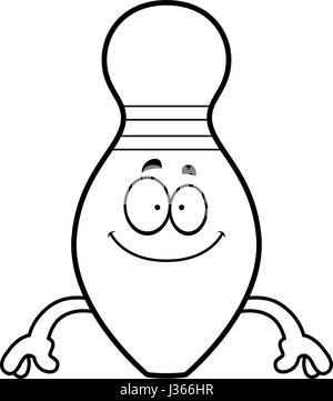 Un cartoon illustrazione di un bowling pin cercando felice. Illustrazione Vettoriale