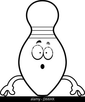 Un cartoon illustrazione di un bowling pin cercando sorpreso. Illustrazione Vettoriale