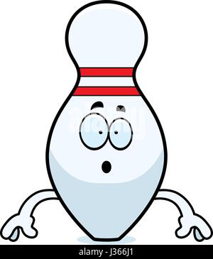 Un cartoon illustrazione di un bowling pin cercando sorpreso. Illustrazione Vettoriale