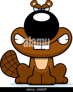 Un cartoon illustrazione di un castoro cercando arrabbiato. Illustrazione Vettoriale