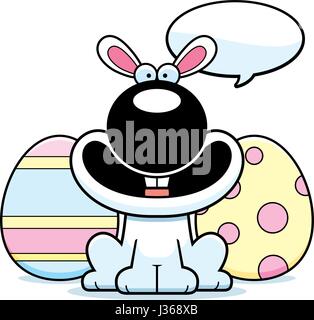 Un cartoon illustrazione del coniglietto di Pasqua a parlare. Illustrazione Vettoriale