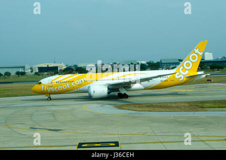 Scoot aeromobili Boeing 787 Dreamliner a Don Meung aeroporto, Bangkok, Thailandia Foto Stock