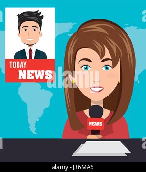 News presenter carattere avatar Illustrazione Vettoriale