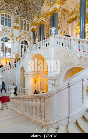 La Giordania scalinata interna del palazzo d'inverno, membro Hermitage Museum di San Pietroburgo, Russia Foto Stock