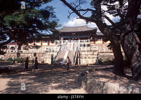 Bulguksa Tempio sulle pendici del monte Toham. Testa dell'Ordine Jogye del Buddismo Coreano. Foto Stock