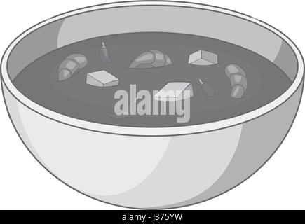 Tom Yum zuppa tailandese icona monocromatico Illustrazione Vettoriale
