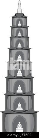 Tran Quoc Pagoda in icona di Hanoi monocromatico Illustrazione Vettoriale