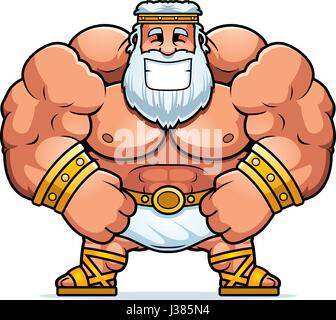 Un cartoon illustrazione di Zeus sorridente. Illustrazione Vettoriale