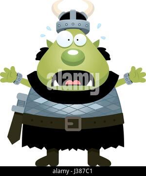Un cartoon illustrazione di un ORC cercando spaventata. Illustrazione Vettoriale
