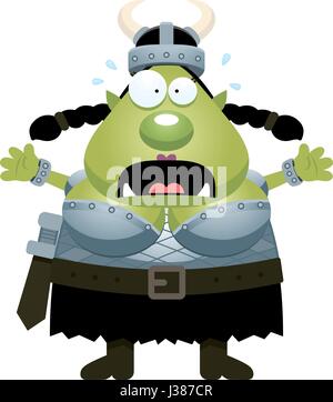 Un cartoon illustrazione di un ORC cercando spaventata. Illustrazione Vettoriale