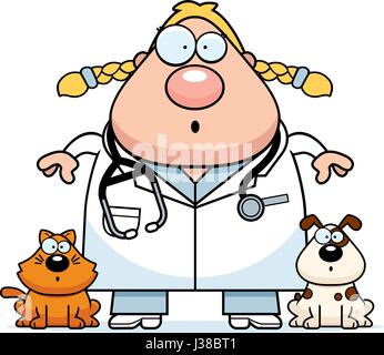 Un cartoon illustrazione di un veterinario cercando sorpreso. Illustrazione Vettoriale