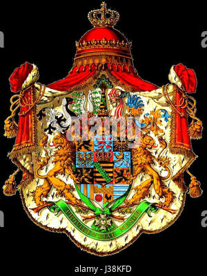 Lo stemma della Wettin House Albert Line rappresenta la famiglia reale della dinastia Wettin. Questo stemma riflette il significato storico della famiglia nella nobiltà e nella regalità europea. Foto Stock