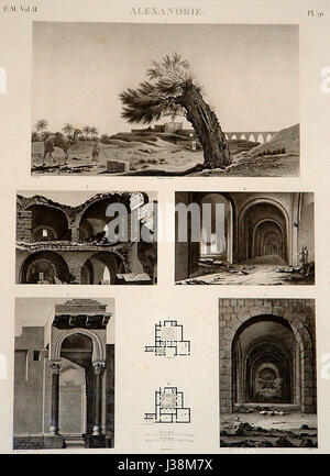 Descrizione de l'Egypte, Etat Moderne II, la piastra 91, pellegrini' Albero e Acquedotto, vedute di rovine alessandrina, disegnato c.1798, pubblicato nella Panckoucke edizione del 1821 9 Foto Stock