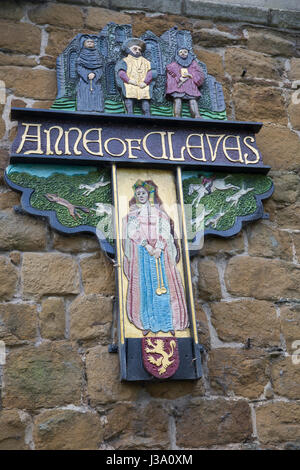 Anne of Cleves pub segno di parete in Melton Mowbray Foto Stock