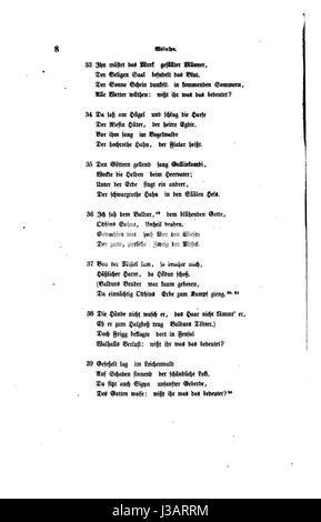 "Die Edda Seite 016" si riferisce a una pagina dell'Edda, un'importante raccolta di letteratura norrena, contenente testi mitologici e storici. L'Edda è una fonte chiave per comprendere la mitologia norrena, gli dei e l'antica cultura nordica. Foto Stock
