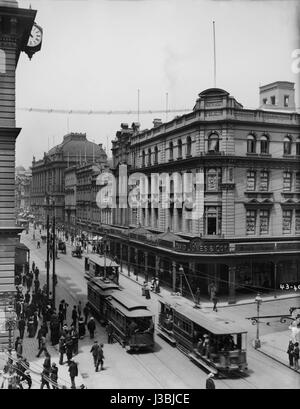 Tram elettrico, George Street, David Jones angolo dal Powerhouse Museum Collection Foto Stock