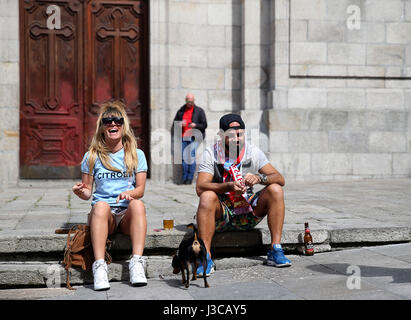 Celta Vigo ventole davanti la UEFA Europa League Semi-Final, prima gamba corrispondono al Estadio Municipal de Balaidos, Vigo. Foto Stock