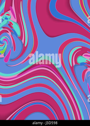 Candy colori sono teso e tirato in questa immagine di linee e di curve. Immagine ha blues, rosa, aquas e verde. Foto Stock