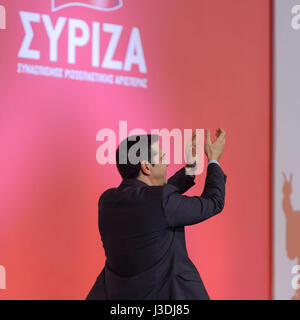 Candidato Top Alexis Tsipras tiene un discorso a Salonicco Foto Stock