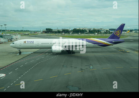 Singapore Repubblica di Singapore, in aereo sul terminale 1 a Singapore Changi Airport Foto Stock