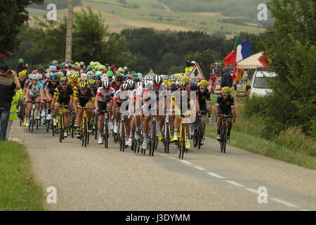 Ciclista francese Thomas Voeckler conduce la breakaway al tour de France Foto Stock