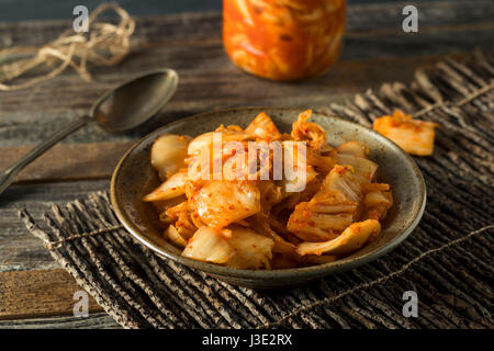 In casa fermentato piccante kimchi coreano in una ciotola Foto Stock