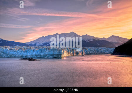 Sunrise al ghiacciaio Hubbard Alaska Foto Stock