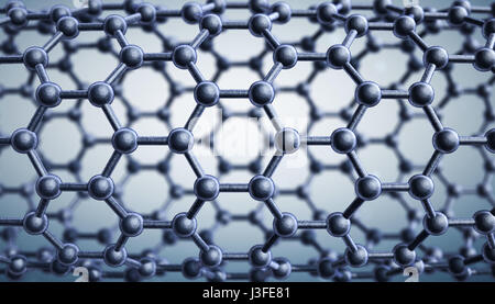 Grafene struttura molecolare. 3D illustrazione Foto Stock