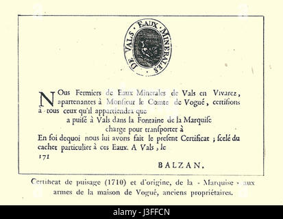 G. L. Arlaud recueil Vals Saint Jean certificat de puisage Foto Stock