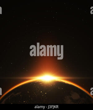Abstract exoplanet sunrise. 3D illustrazione Foto Stock