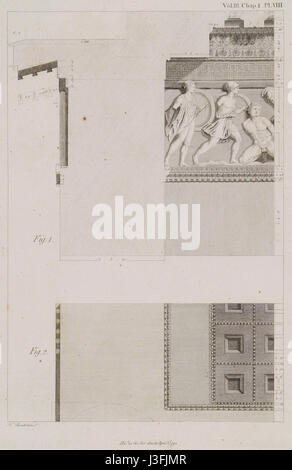 In figura 1 la sezione della trabeazione e lacunaria, con le modanature e parte del basso relievo sulla parte anteriore del th Stuart James & Revett Nicholas 1794 Foto Stock