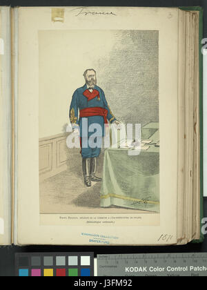 Questo lavoro, tenuto dalla New York Public Library, fornisce una rappresentazione visiva della Francia nel 1871. Esso raffigura eventi chiave e temi della storia francese durante il tumultuoso periodo che circonda la guerra franco-prussiana e la comune di Parigi. Foto Stock