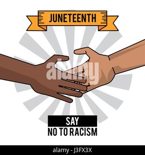 Juneteenth giorno mani di dire no al razzismo Illustrazione Vettoriale