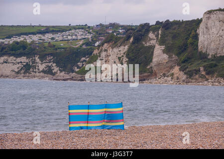 Rottura del vento sulla spiaggia a Seaton Devon, Foto Stock